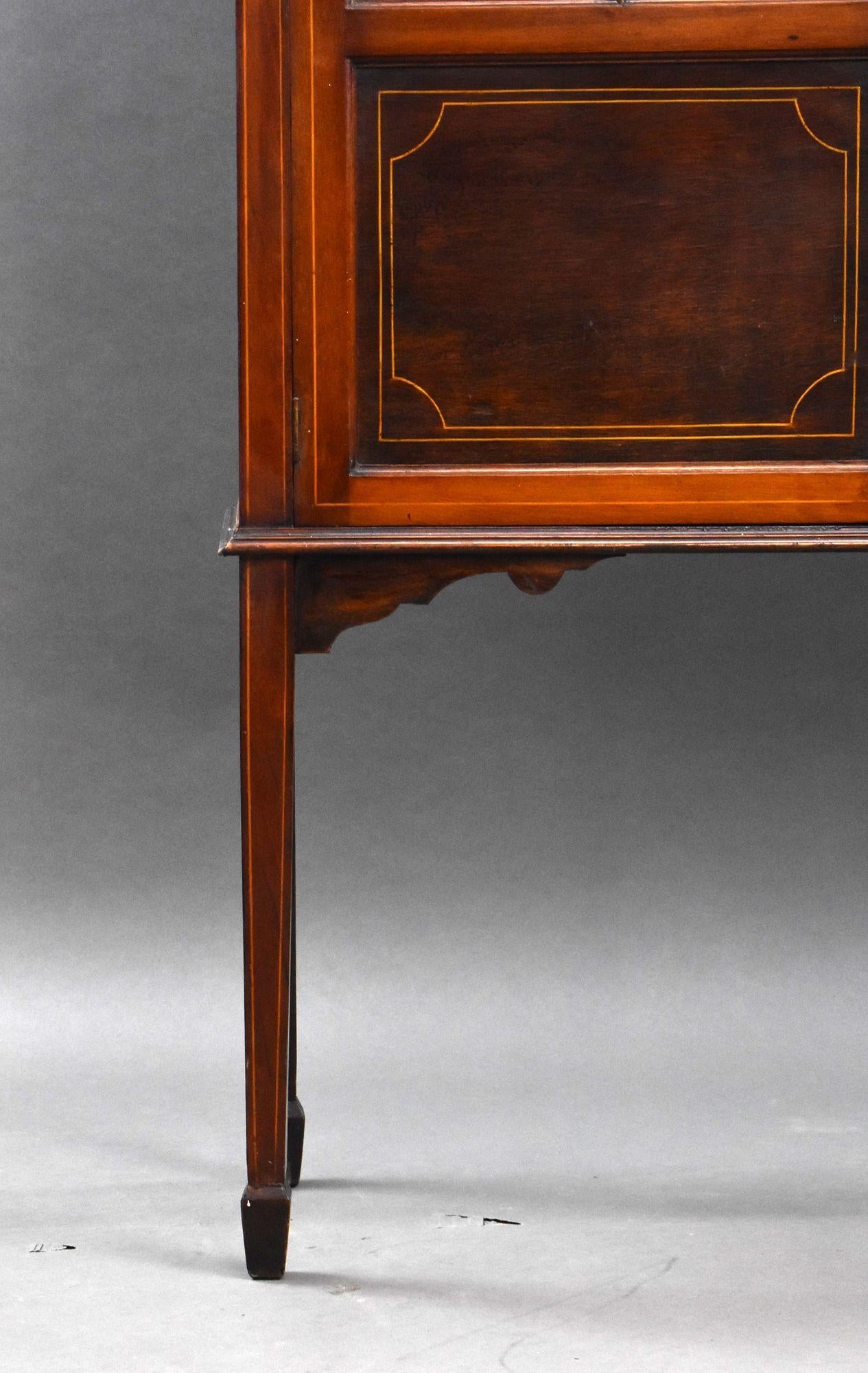 Edwardian Mahogany Hand Painted China Cabinet For Sale 2