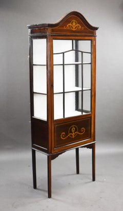 Edwardian Mahogany Hand Painted China Cabinet
