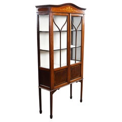 Edwardian Mahogany Hand Painted China Cabinet