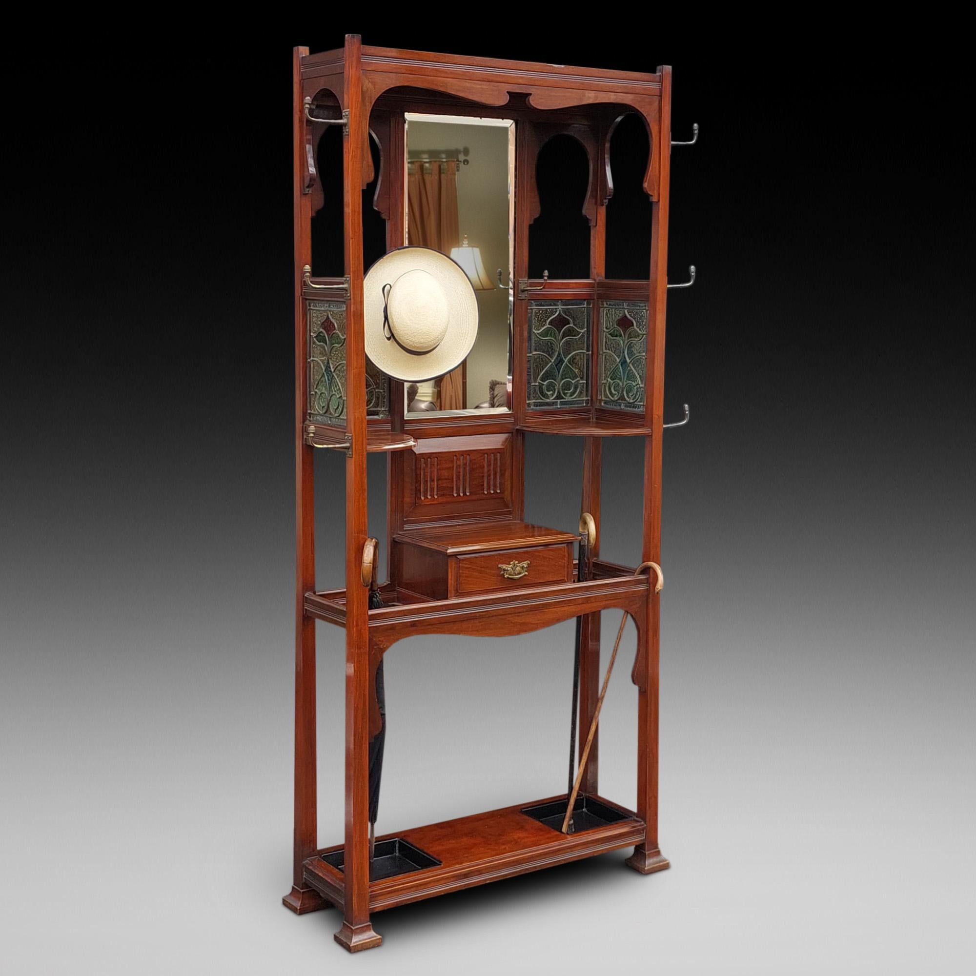 Art Nouveau Appendiabiti e appendiabiti in mogano di epoca edoardiana in vendita