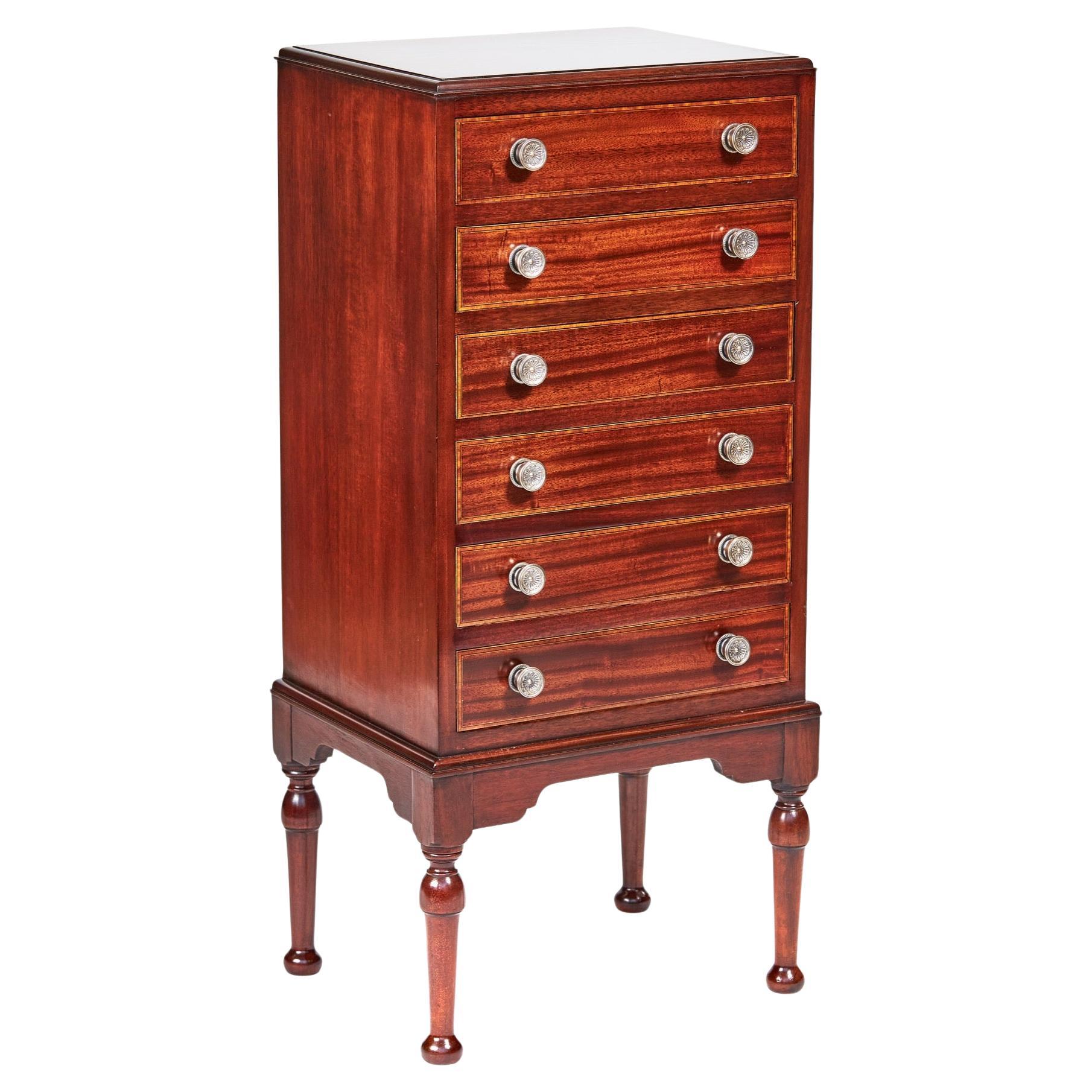Edwardian Mahogany Inlaid 6 Drawer Chest For Sale