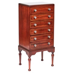 Antique Edwardian Mahogany Inlaid 6 Drawer Chest