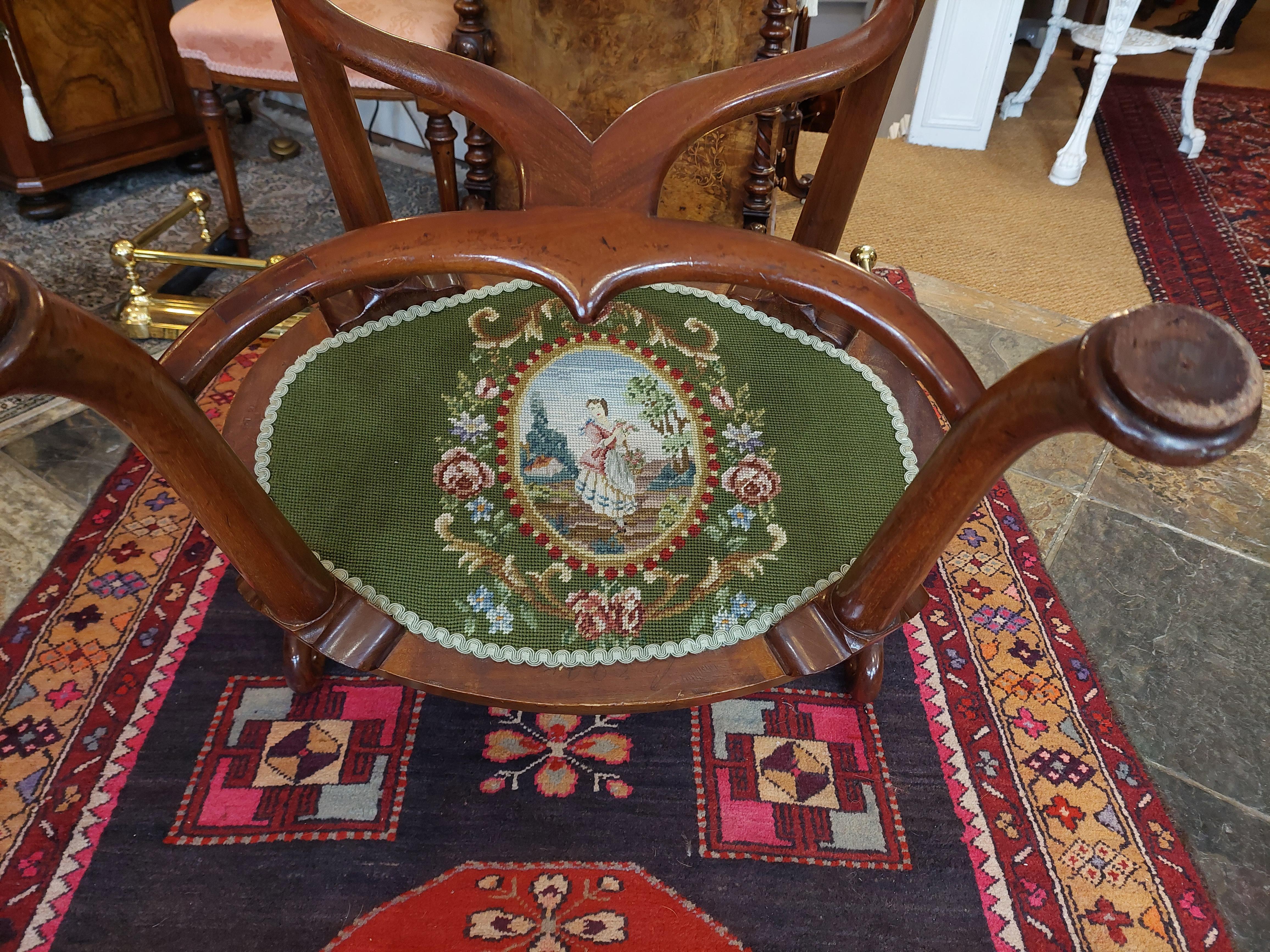 Edwardian Mahogany & Inlaid Armchair For Sale 1