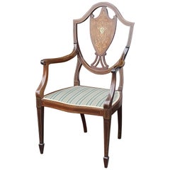 Antique Edwardian Mahogany Inlaid Armchair