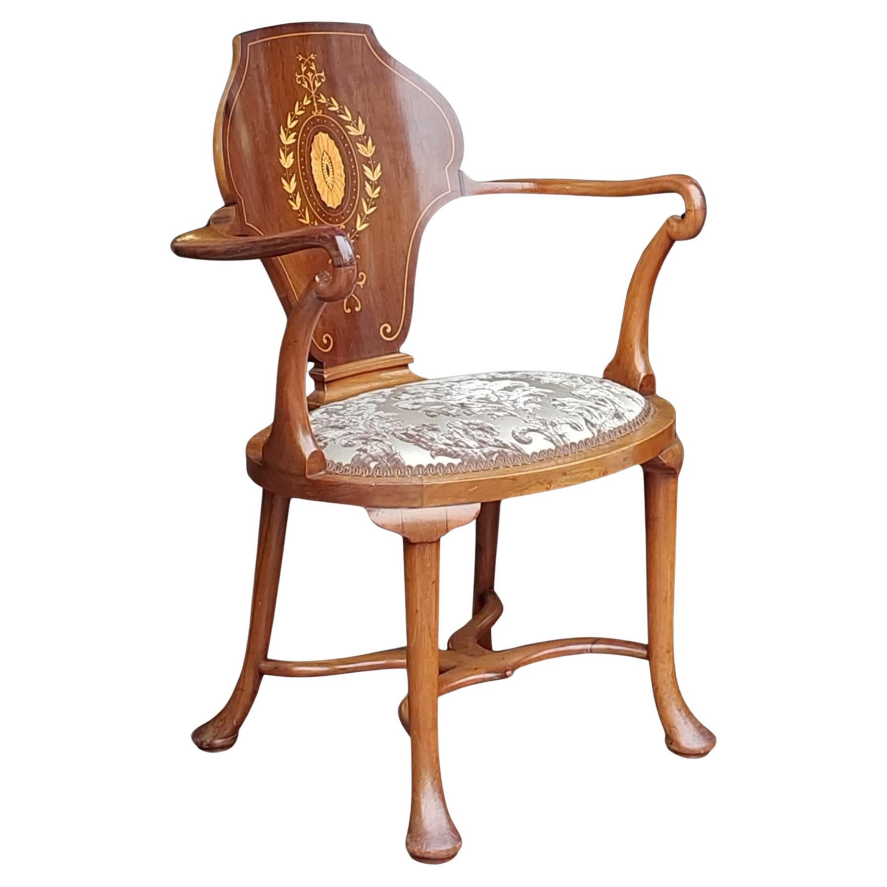 Edwardianischer Mahagoni & Intarsien-Sessel