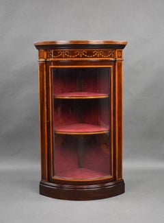 Edwardian Mahogany Inlaid Bow Front Corner Cabinet