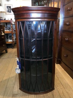 Edwardian Mahogany Inlaid Bow Hanging Corner Cupboard