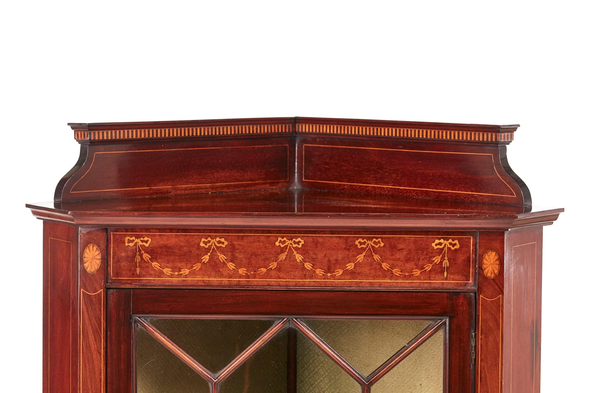 English Edwardian Mahogany Inlaid Corner Cabinet