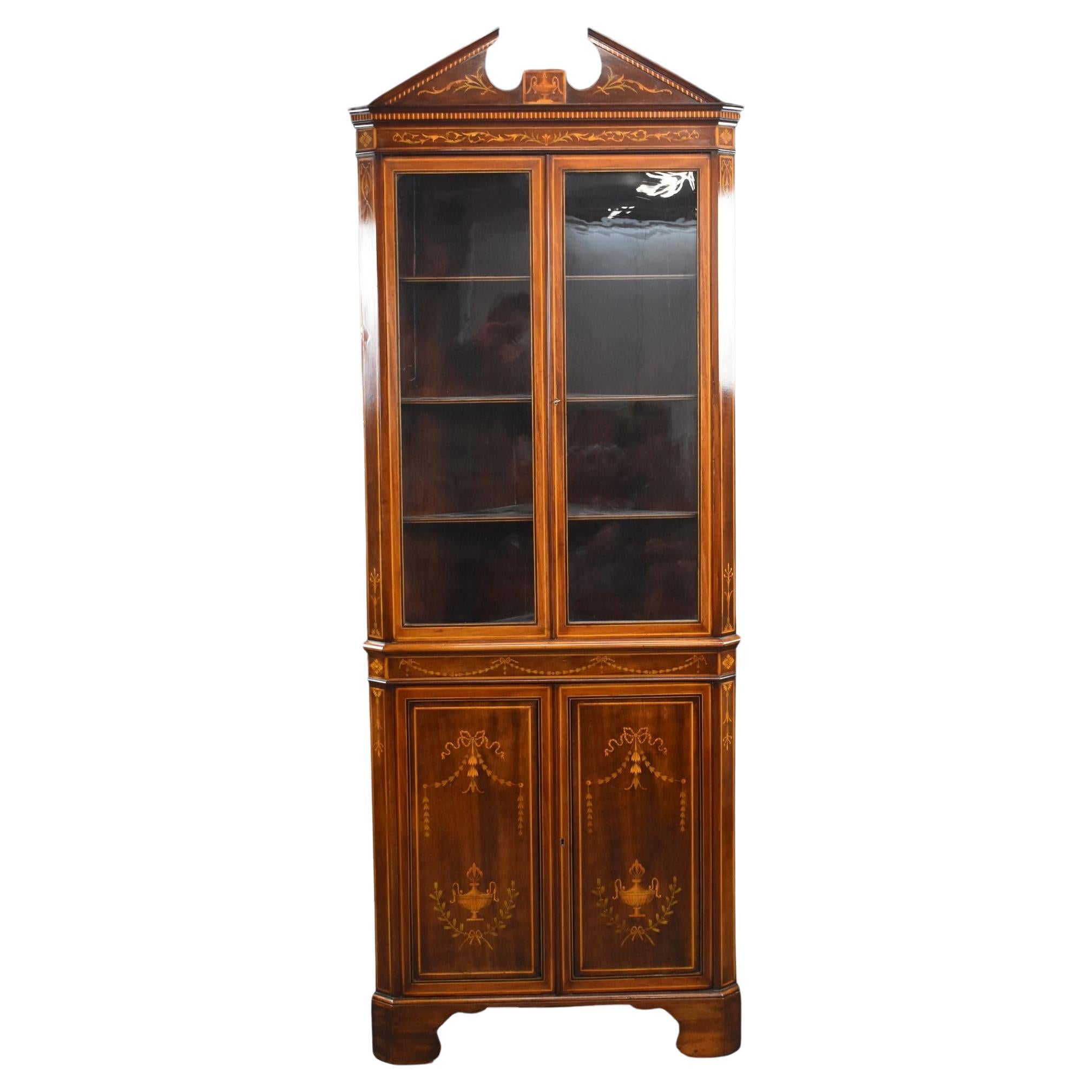 Edwardian Mahogany Inlaid Corner Cabinet