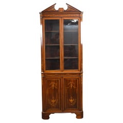 Antique Edwardian Mahogany Inlaid Corner Cabinet