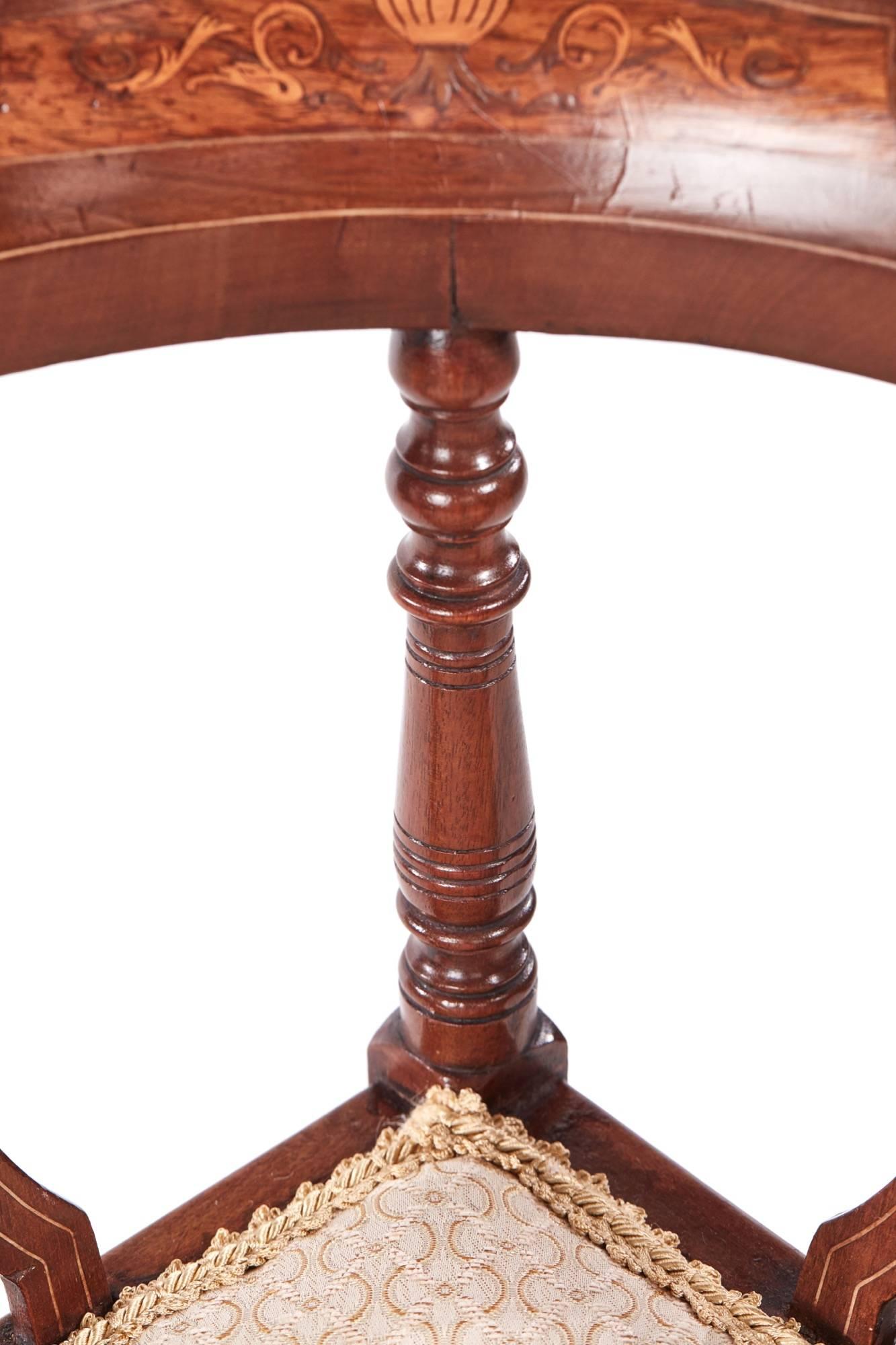 European Edwardian Mahogany Inlaid Corner Chair