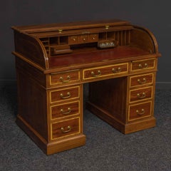 Edwardian Mahogany Inlaid Desk by Maples