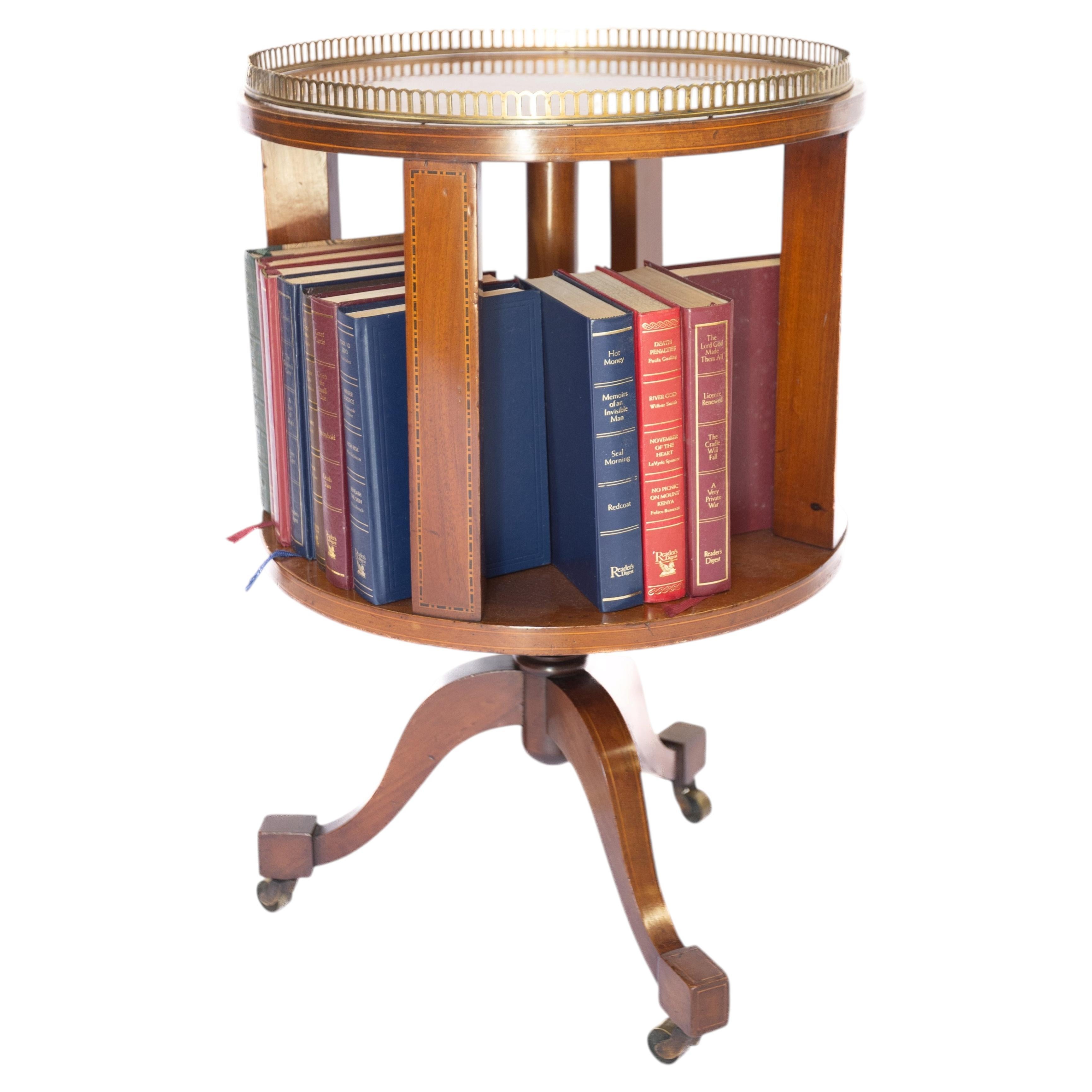 Edwardian Mahogany inlaid Revolving Bookcase
