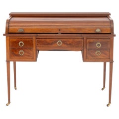 Edwardian Mahogany Inlaid Tambour Cylinder Desk