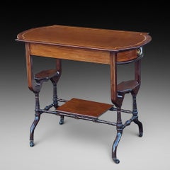 Edwardian Mahogany Inlaid Two Drawer End Table