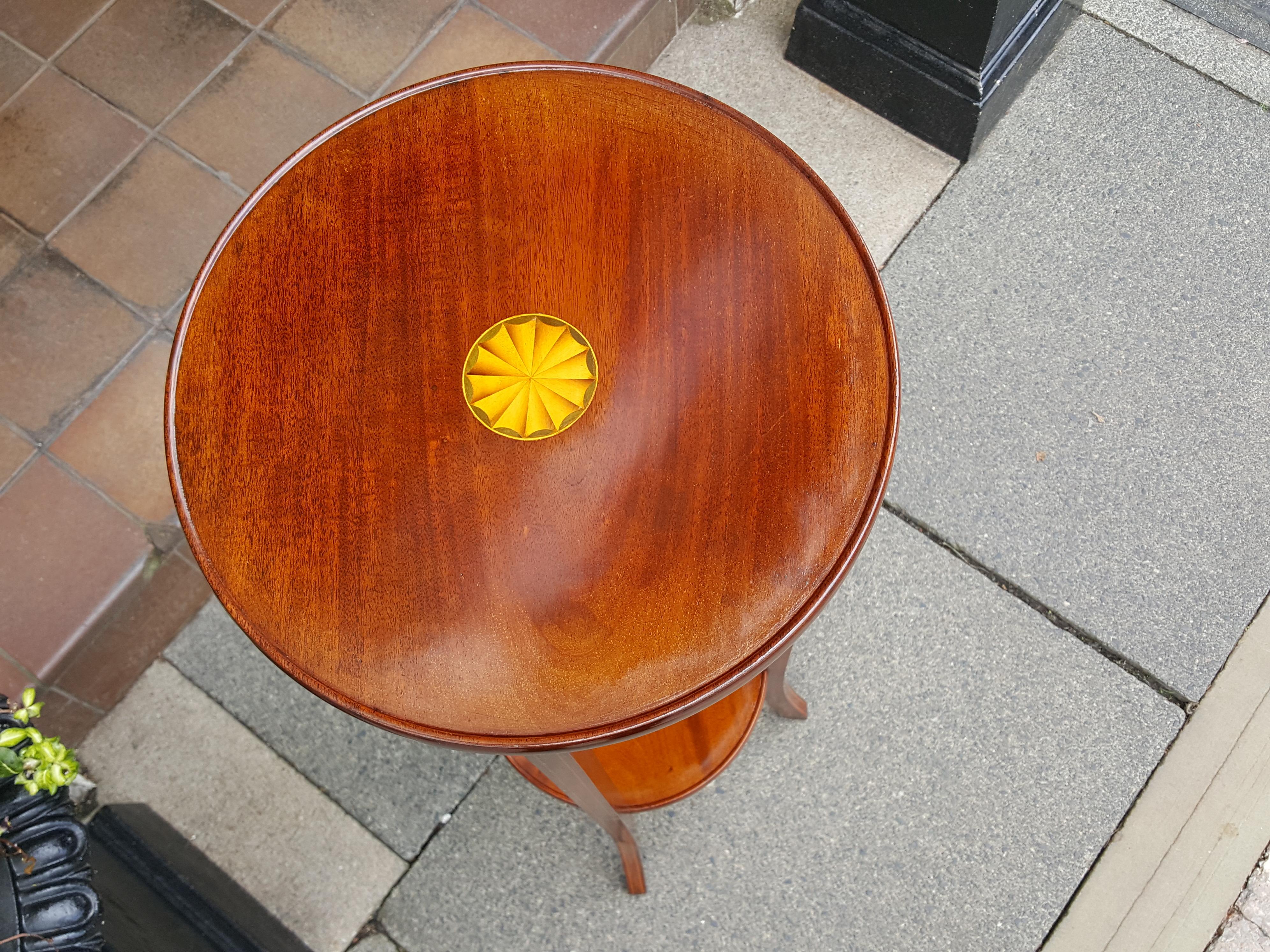 Edwardian mahogany and inlaid torchere plant stand 13