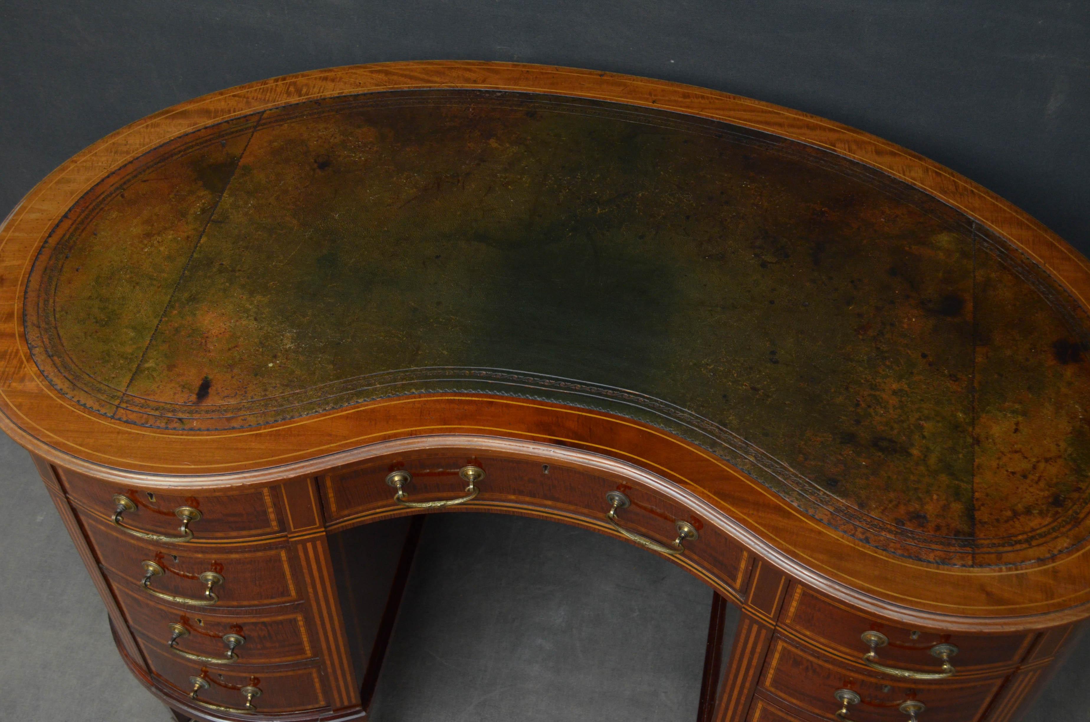 Edwardian Mahogany Kidney Shaped Desk 2