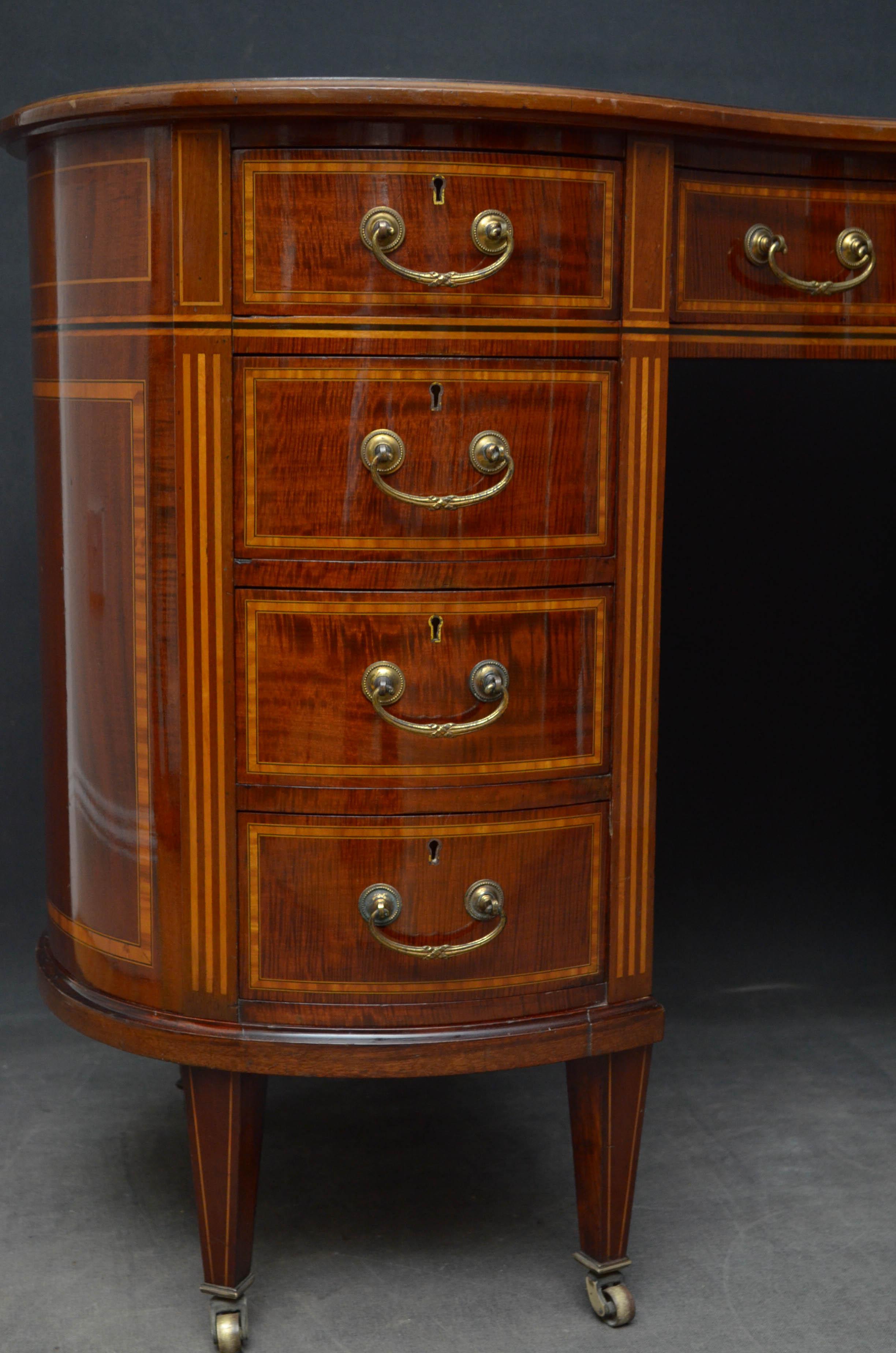 Edwardian Mahogany Kidney Shaped Desk 3