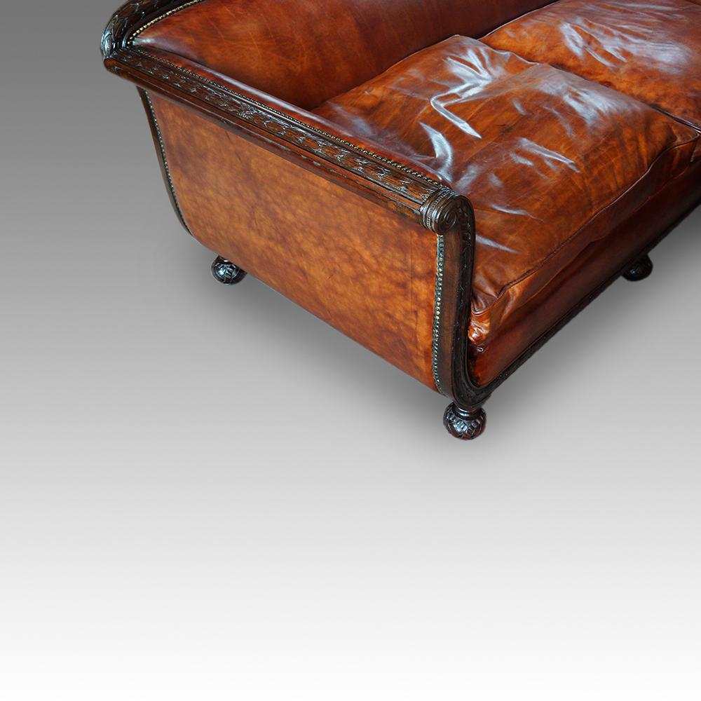 English Edwardian Mahogany Grade 1 Leather Sofa, early 20th. century, Circa 1910 1