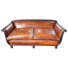English Edwardian Mahogany Grade 1 Leather Sofa, early 20th. century, Circa 1910