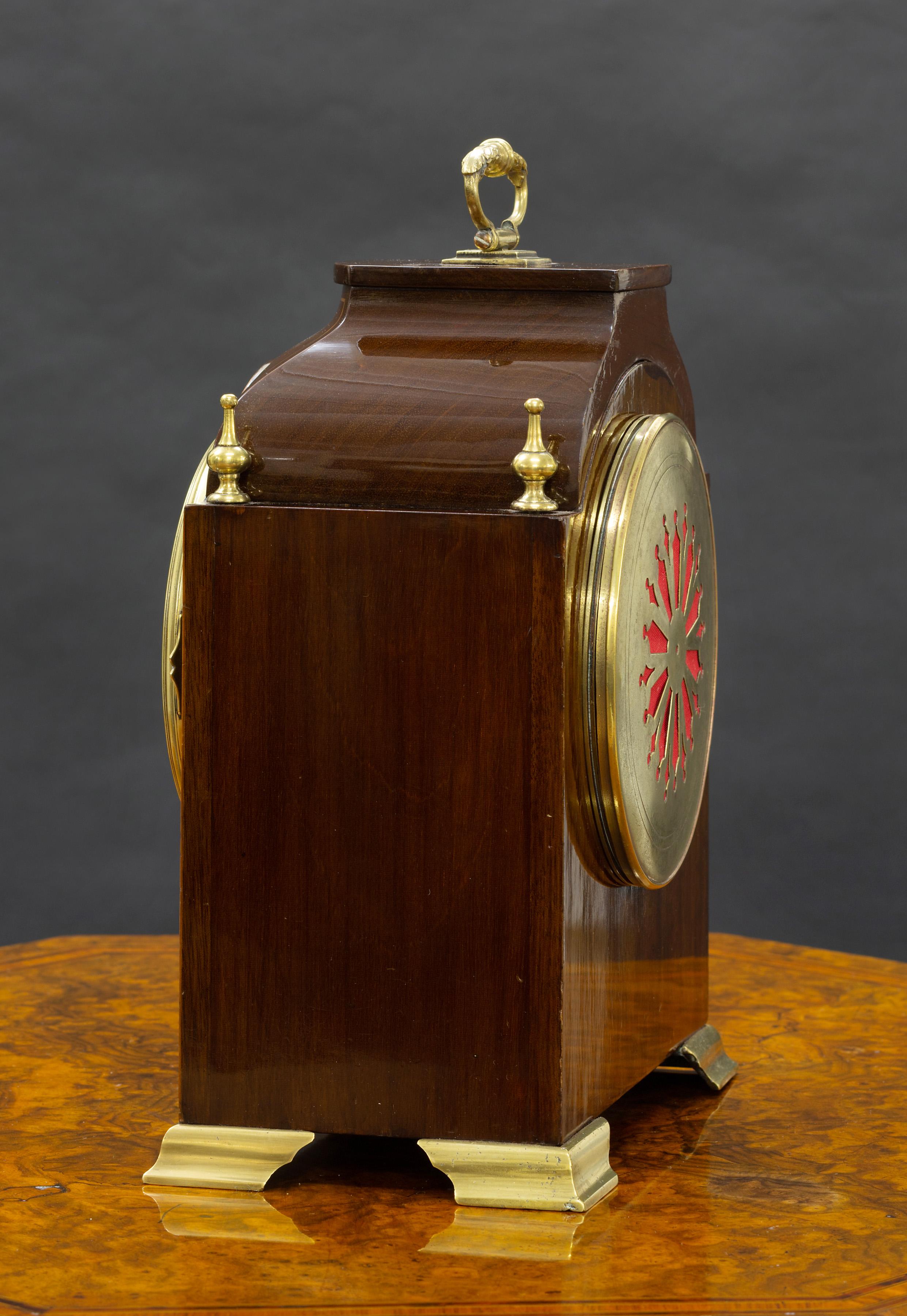 French Edwardian Mahogany Mantel Clock by S.Marti