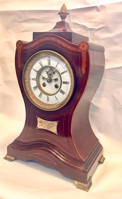 Early 20th Century Mahogany Marquetry Balloon Bracket Clock