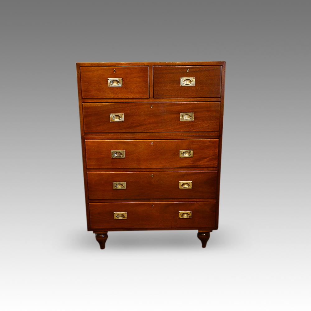 English Officers Edwardian Mahogany Military Chest, Circa 1900 10