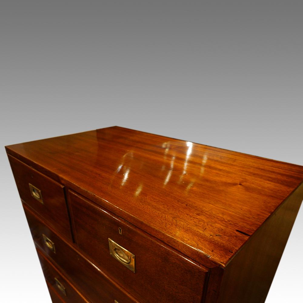 English Officers Edwardian Mahogany Military Chest, Circa 1900 11