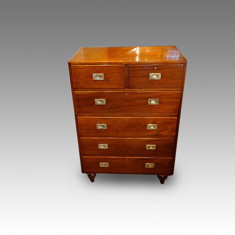 English Officers Edwardian Mahogany Military Chest, Circa 1900 2
