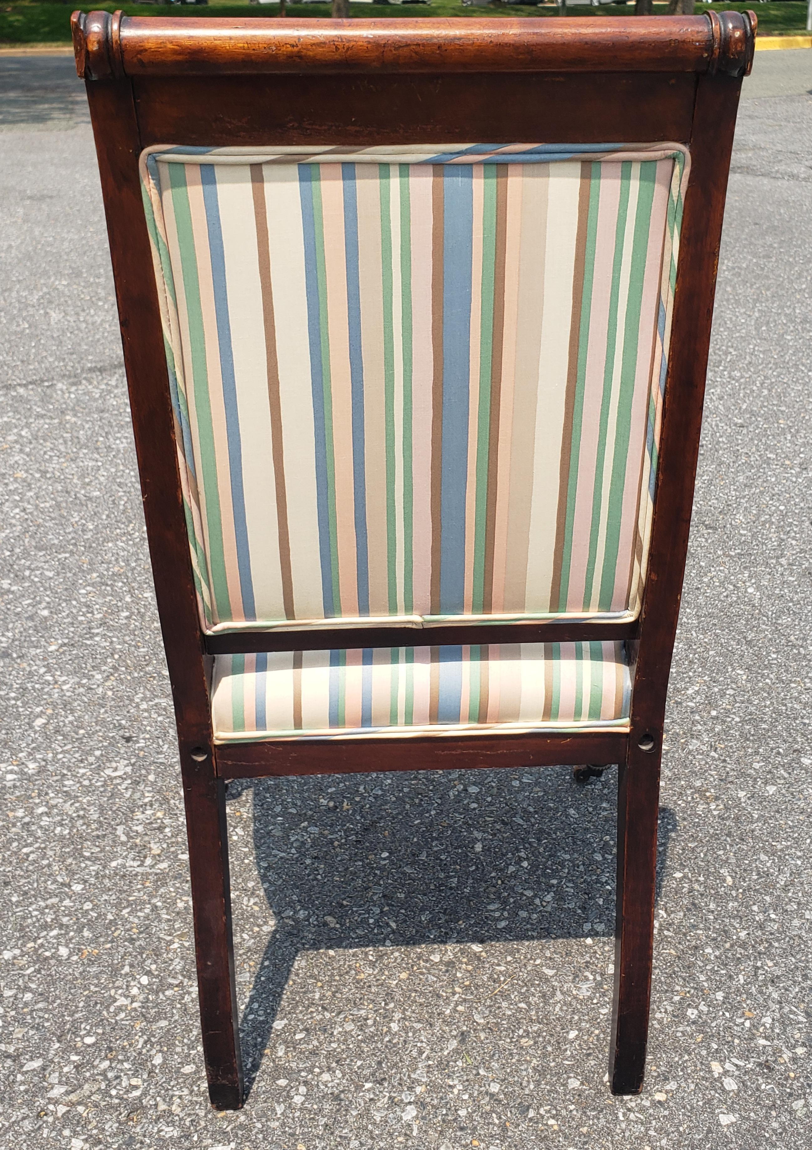 20th Century Edwardian Mahogany Mother-Of-Pearl And Satinwood Inlaid Upholstered Side Chair  For Sale