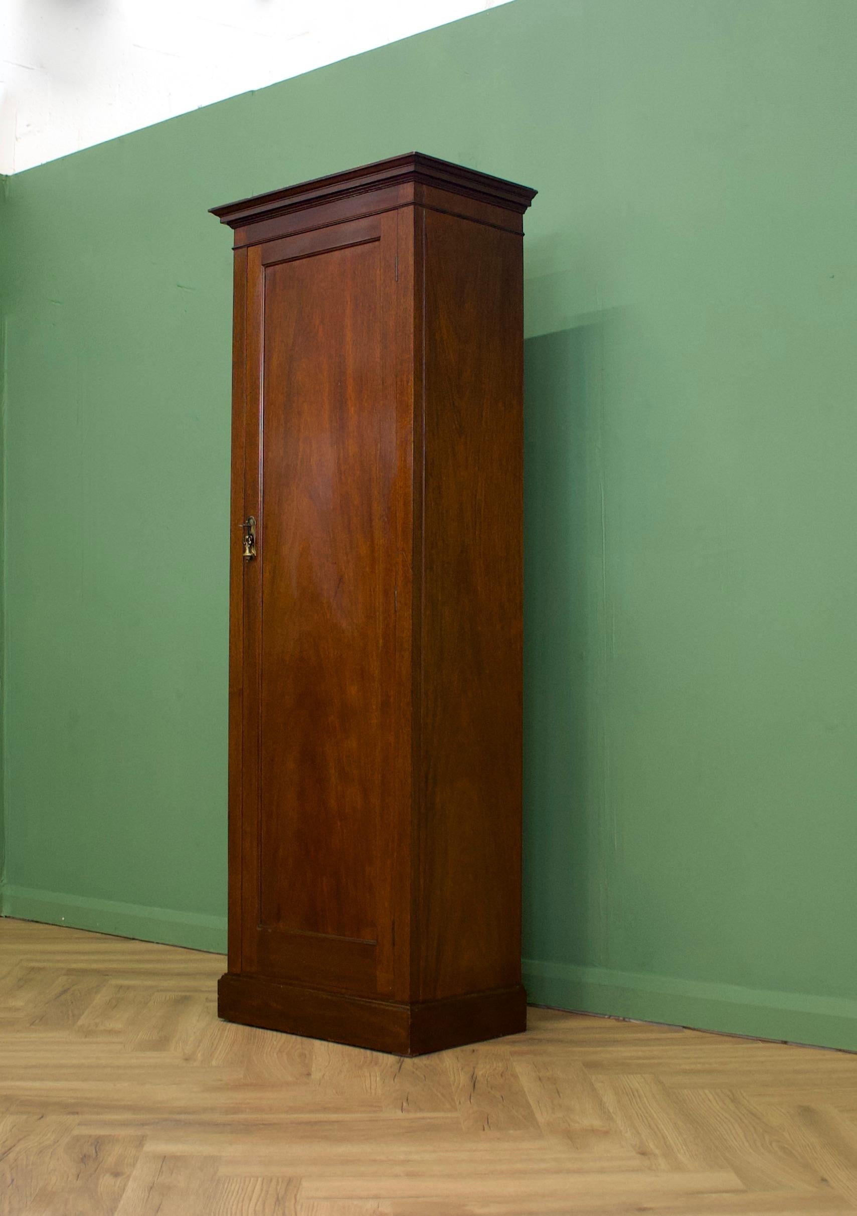 Woodwork Edwardian Mahogany Narrow Hall Cupboard or Single Wardrobe, 1910s