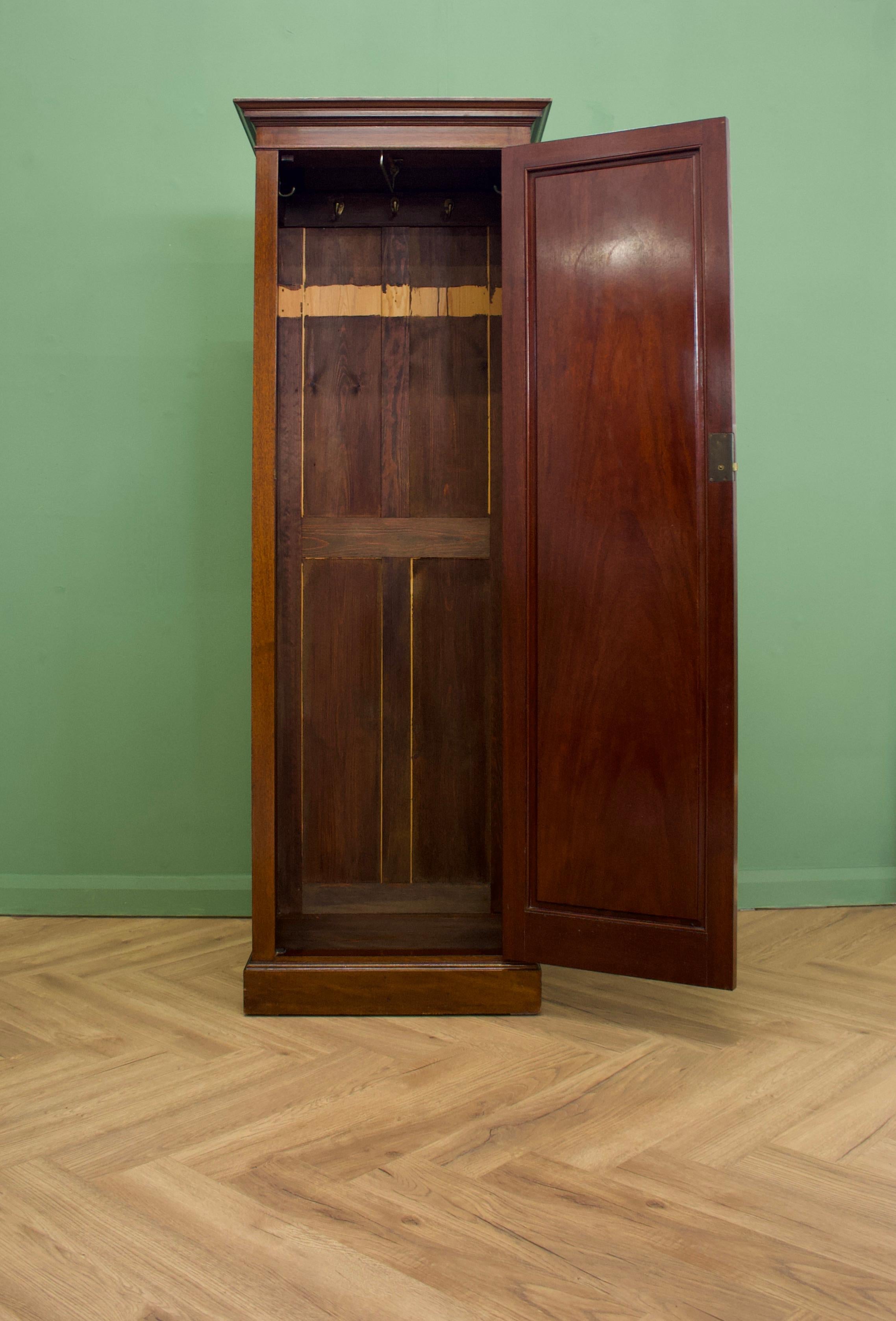 Edwardian Mahogany Narrow Hall Cupboard or Single Wardrobe, 1910s 1