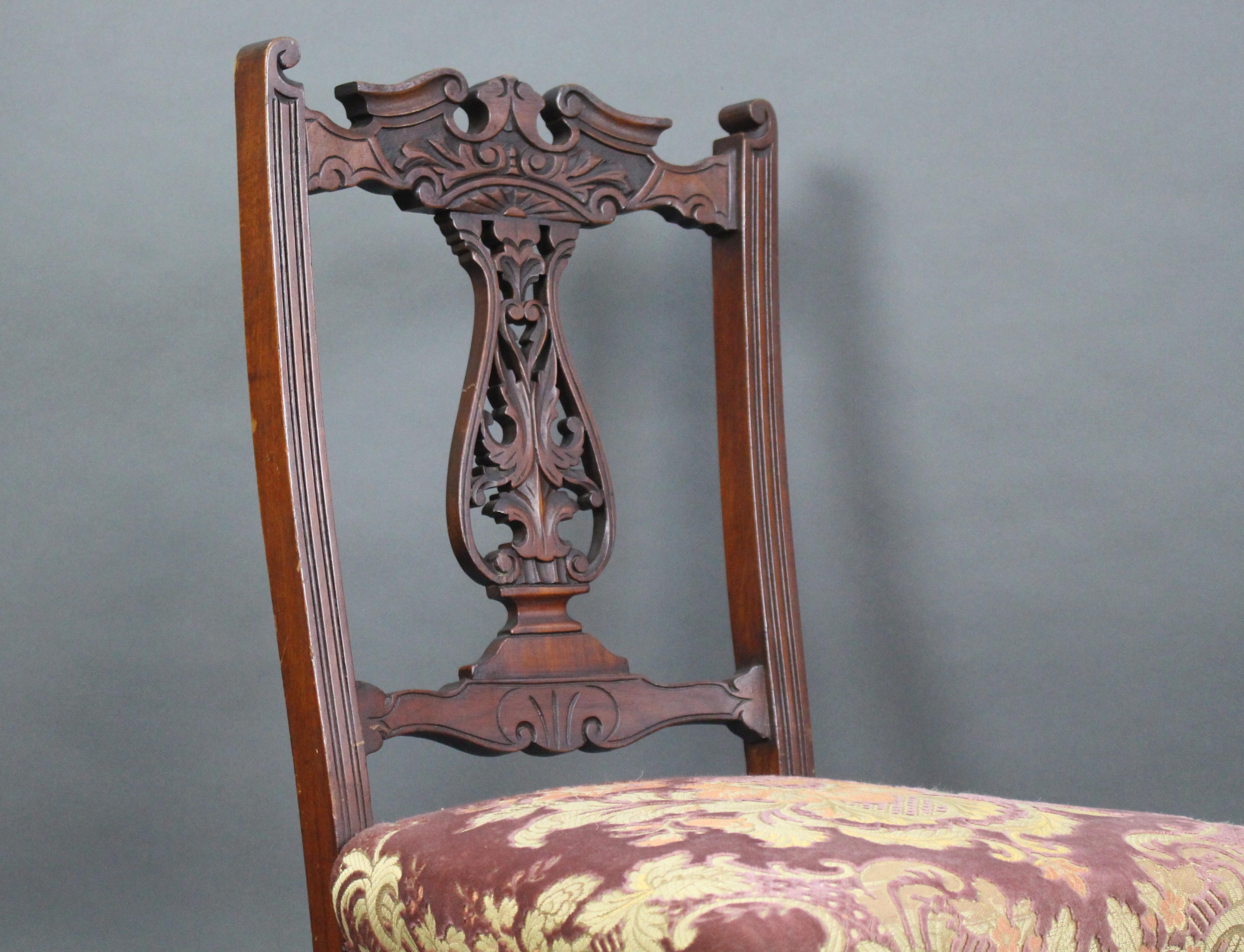 Edwardian Mahogany Nursing Chair with Upholstered Seat In Good Condition For Sale In Worcester, Worcestershire