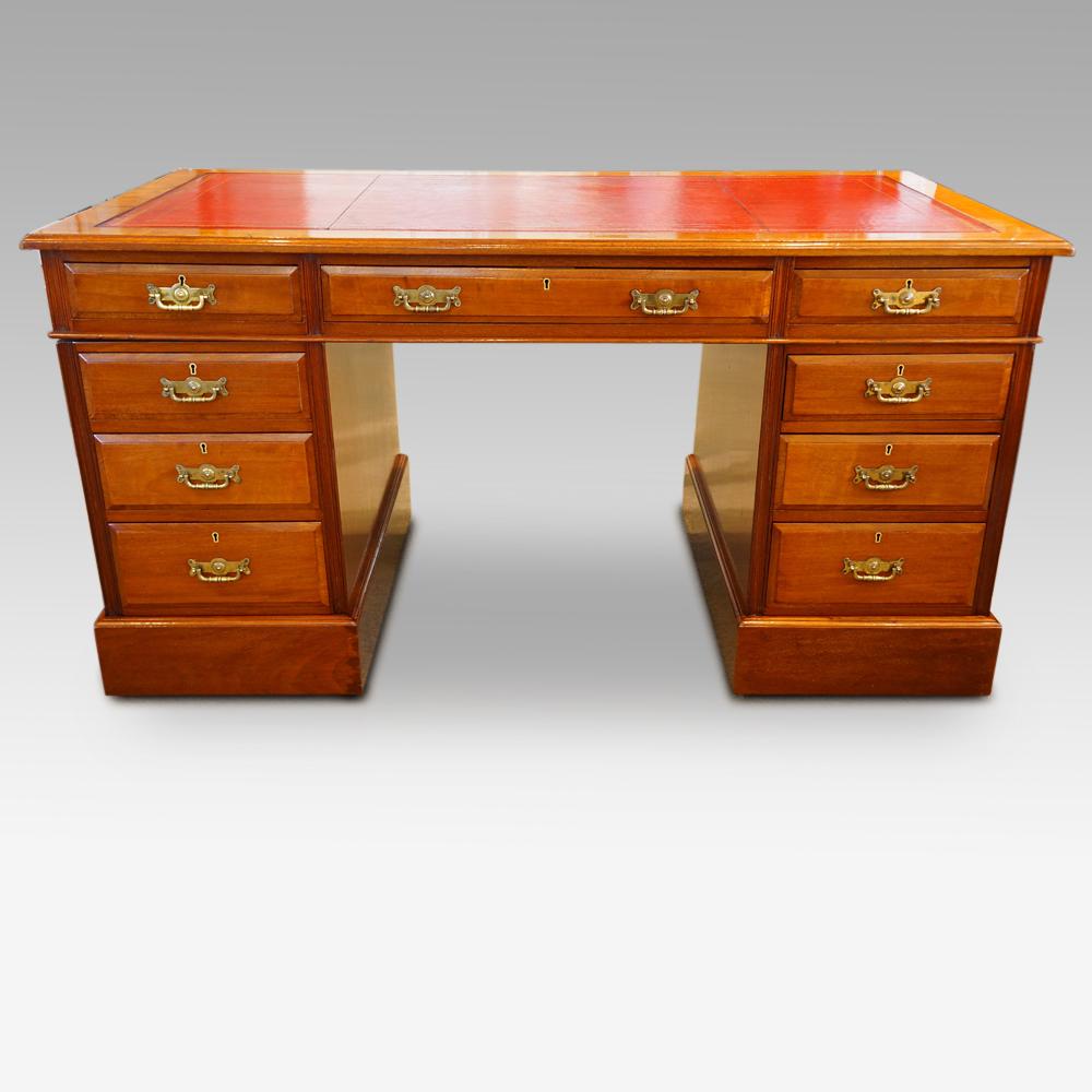 Edwardian Mahogany Pedestal Desk 1