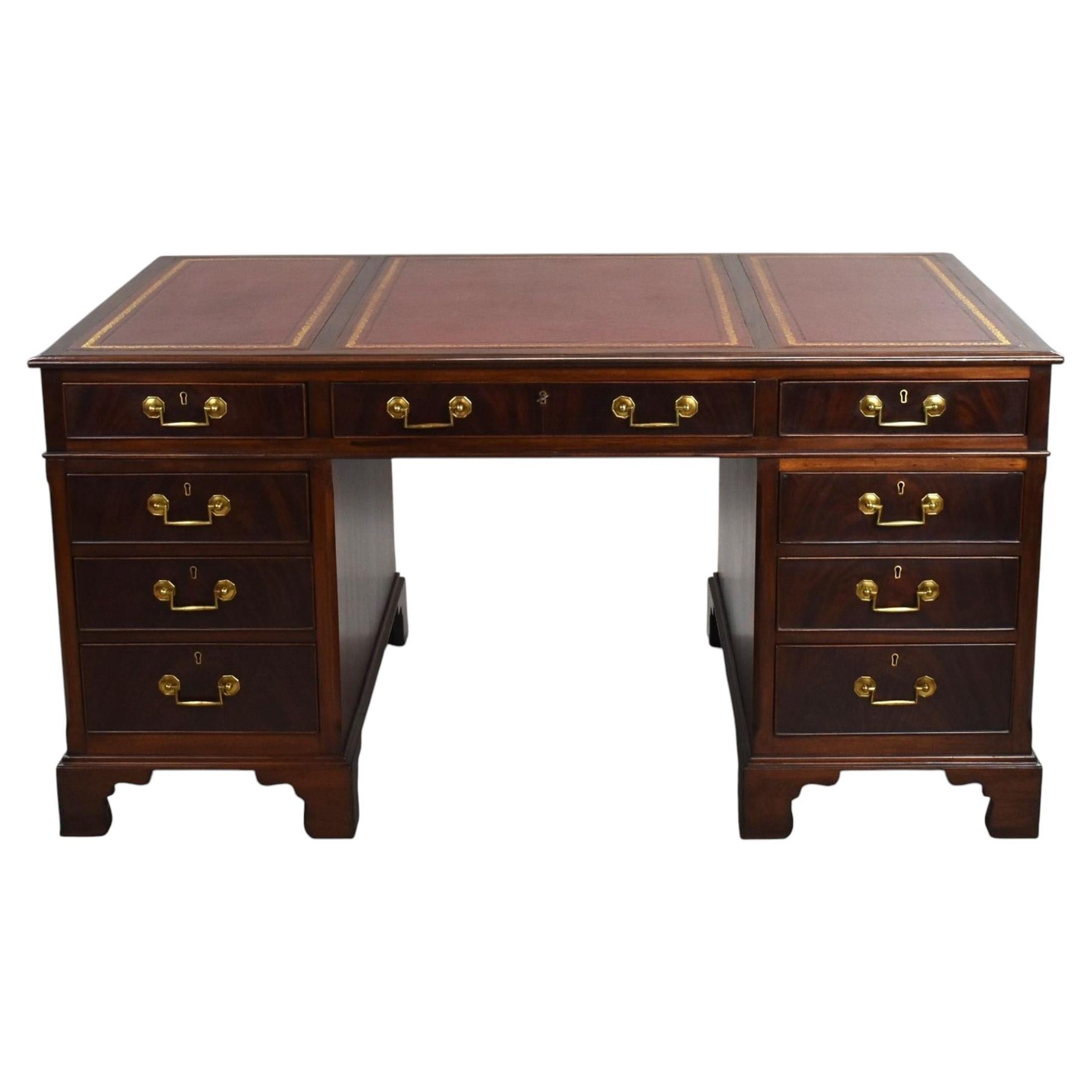 Edwardian Mahogany Pedestal Desk