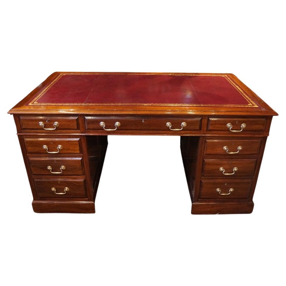 Edwardian mahogany pedestal desk For Sale