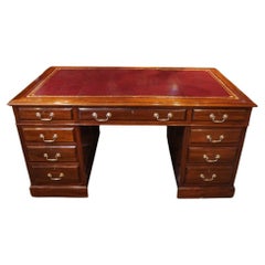 Antique Edwardian mahogany pedestal desk