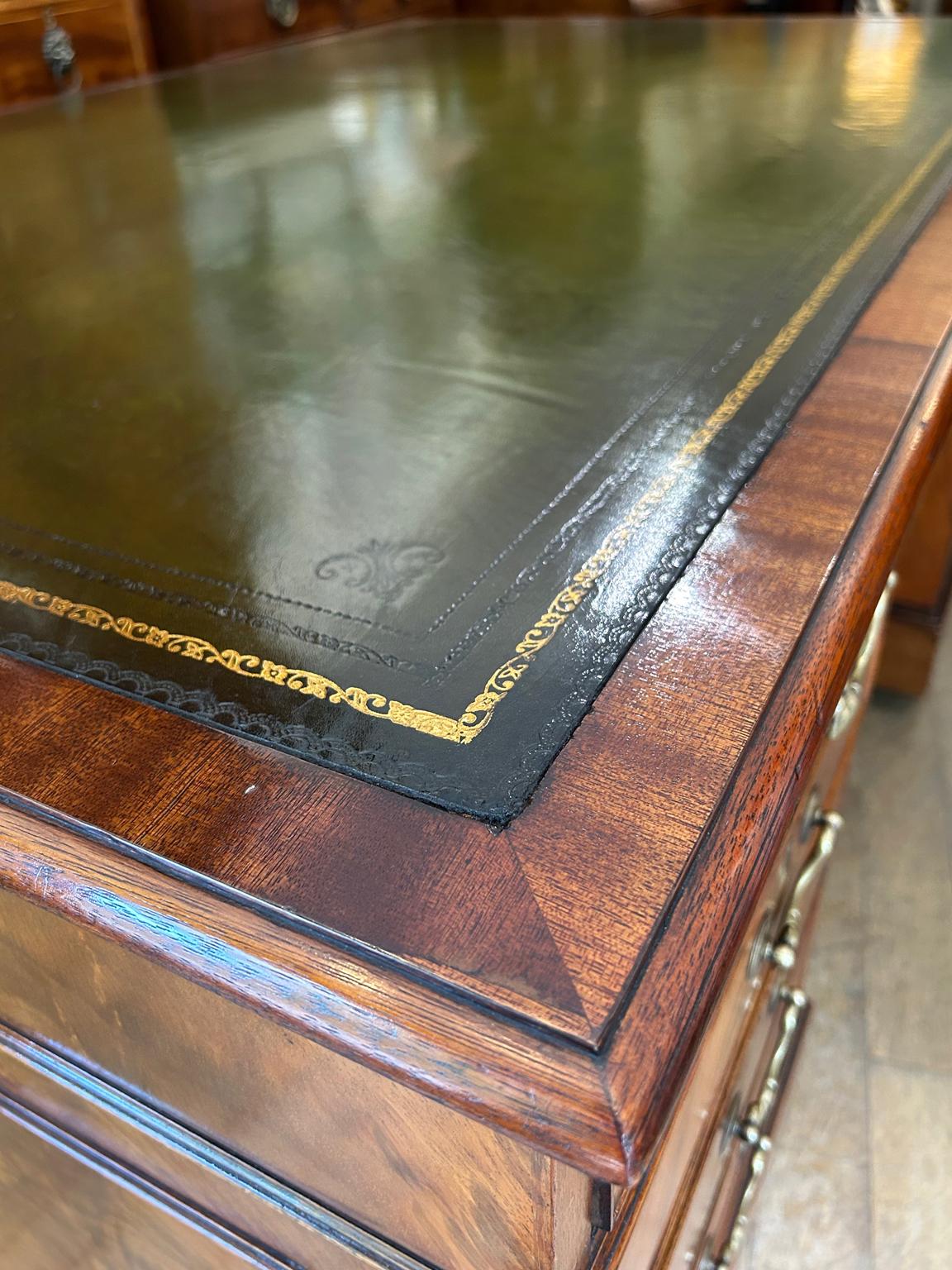 Edwardian Mahogany Pedestal Partners Desk S&H Jewell London Cabinet Makers 1