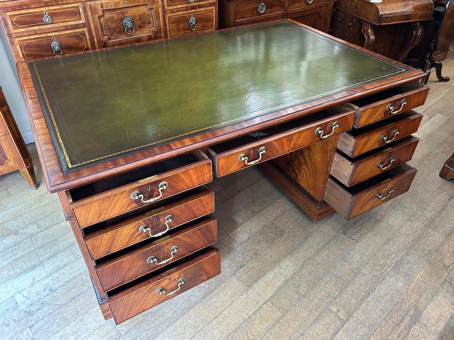 Edwardian Mahogany Pedestal Partners Desk S&H Jewell London Cabinet Makers 2