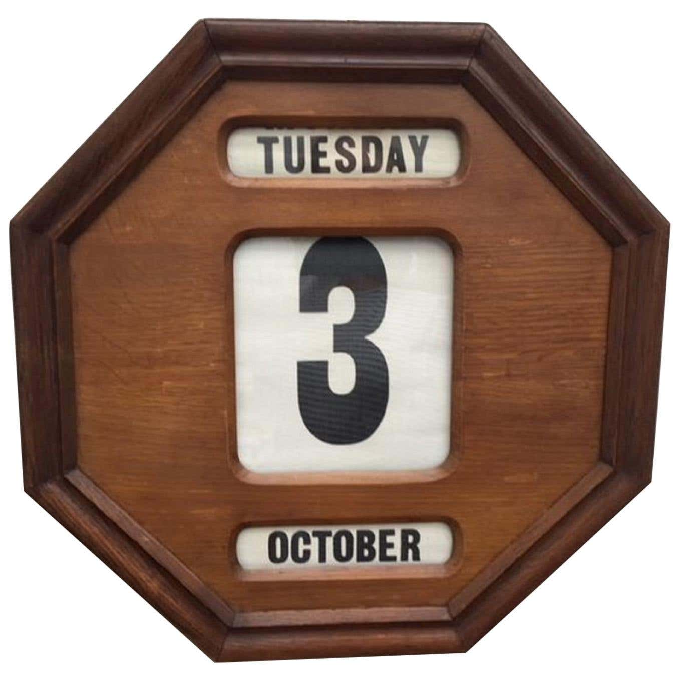 Edwardian Mahogany Perpetual Hexagonal Wall Calendar at 1stDibs