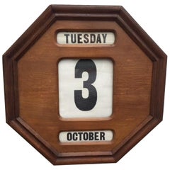 Edwardian Mahogany Perpetual Hexagonal Wall Calendar