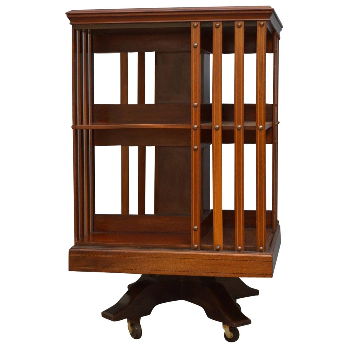 Edwardian Mahogany Revolving Bookcase at 1stDibs