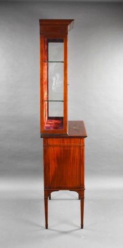 Edwardian Mahogany Satinwood Hand Painted Display Cabinet