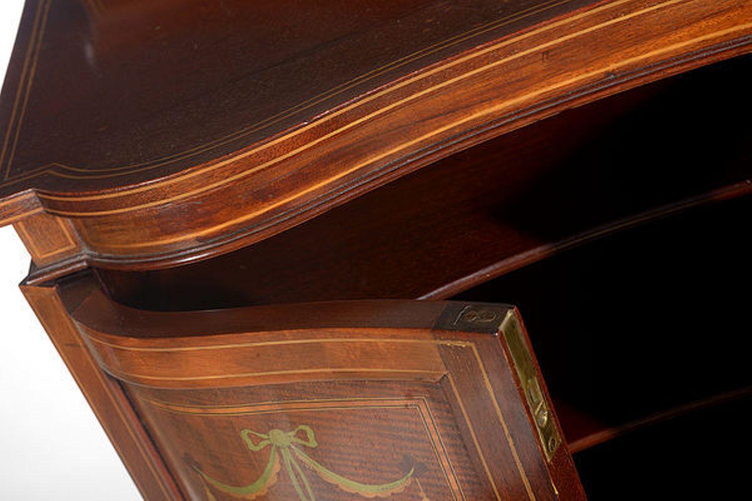 Edwardian Mahogany and Satinwood Inlaid Music Cabinet 1