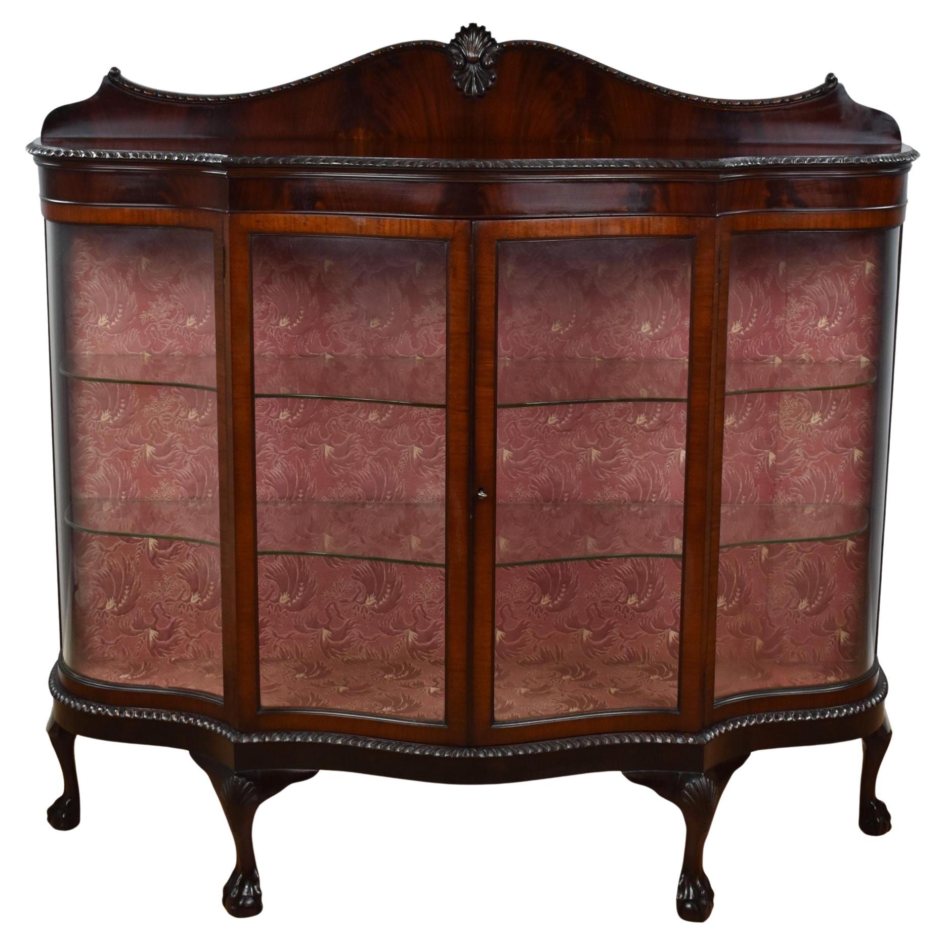 Edwardian Mahogany Serpentine Cabinet For Sale
