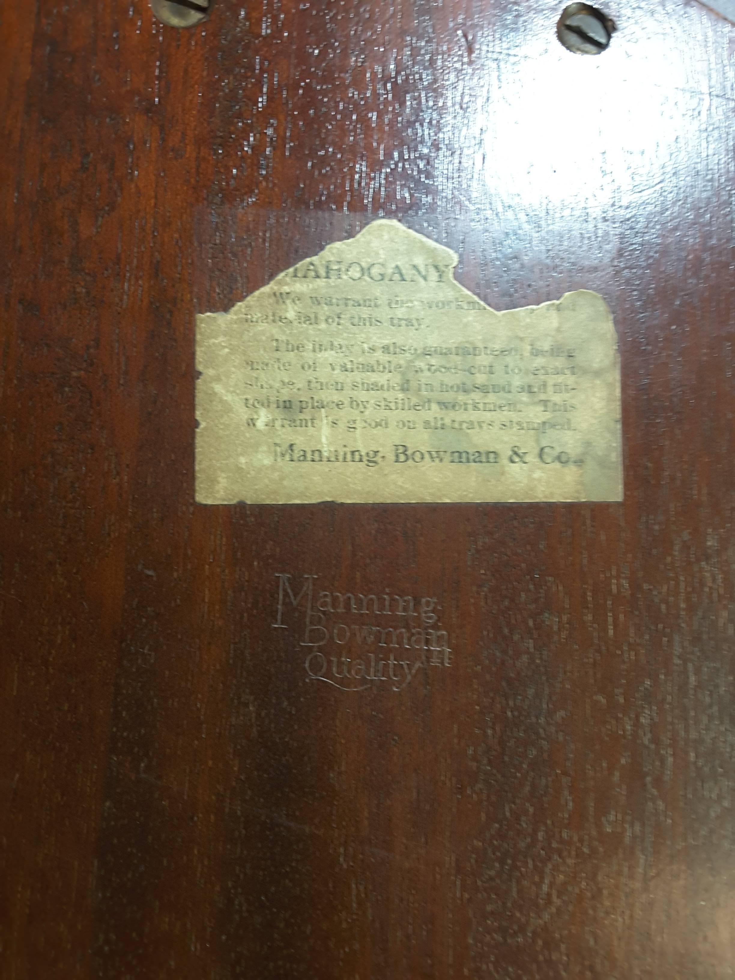 Edwardian Mahogany Serving Tray by Manning Bowman & Co. In Good Condition For Sale In Ottawa, Ontario