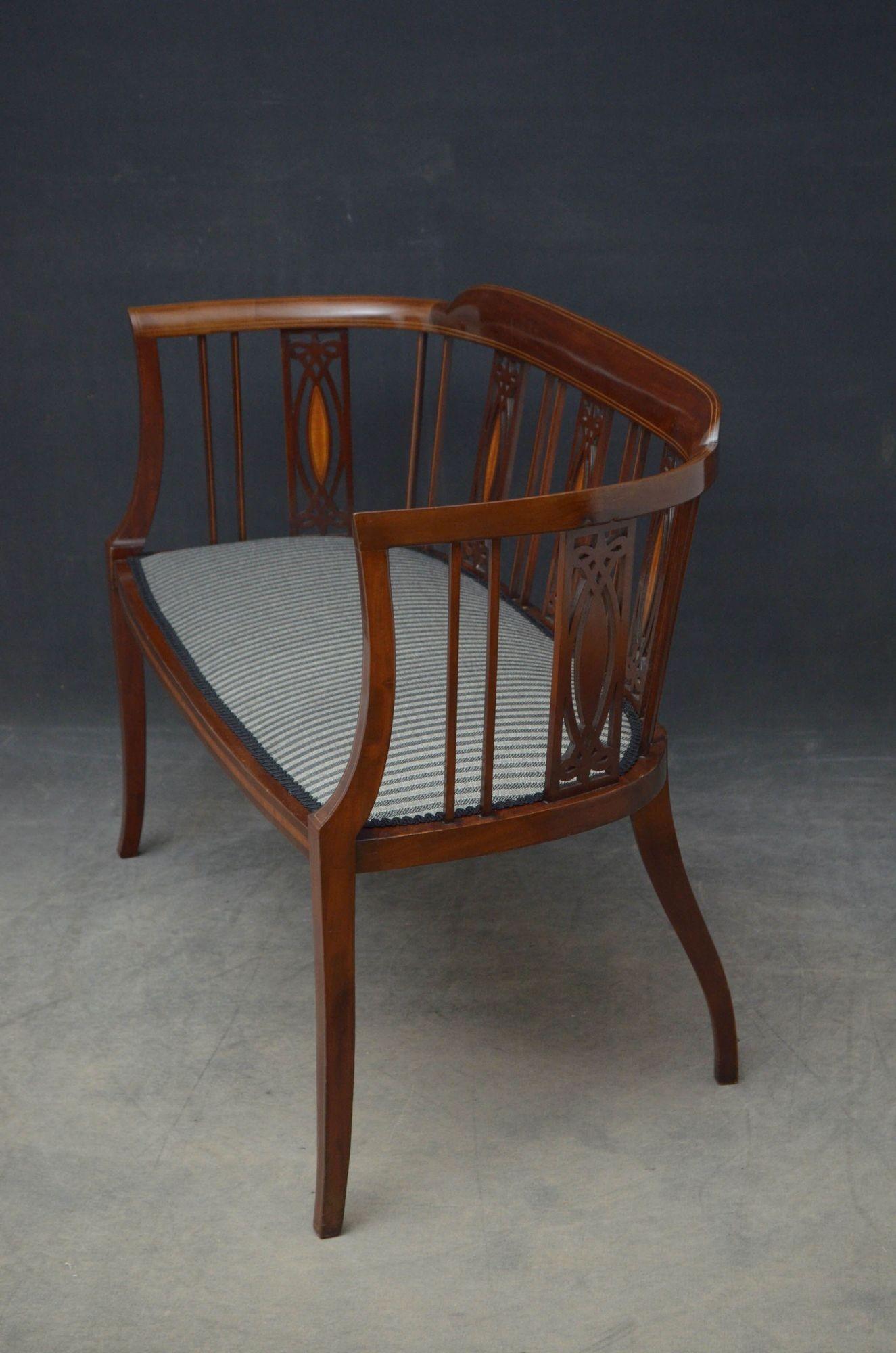 Edwardian Mahogany Settee For Sale 6