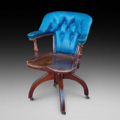 Sedia da scrivania rotante Shoolbred in mogano edoardiano