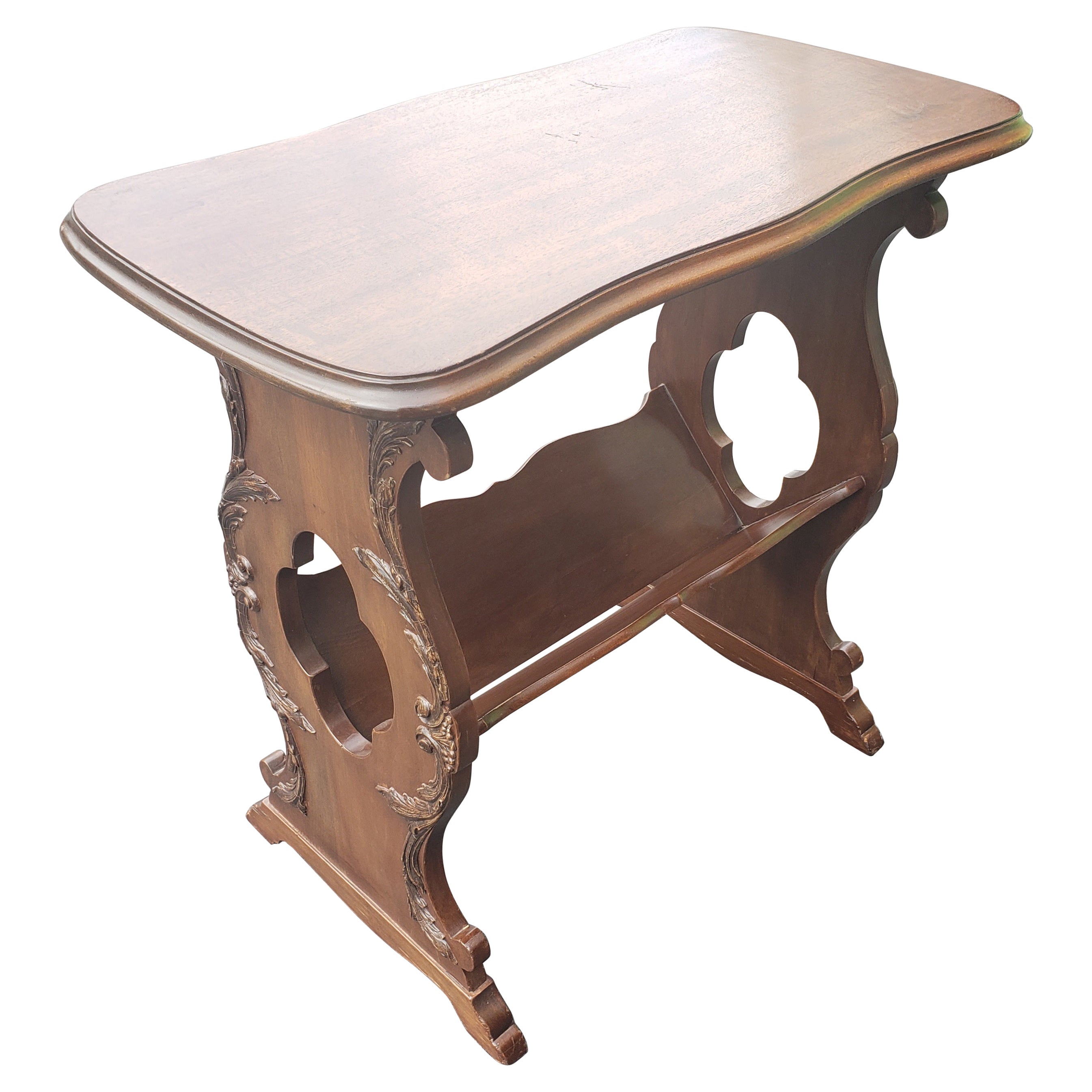 Edwardian Mahogany Side Table Magazine Rack, Circa 1920s