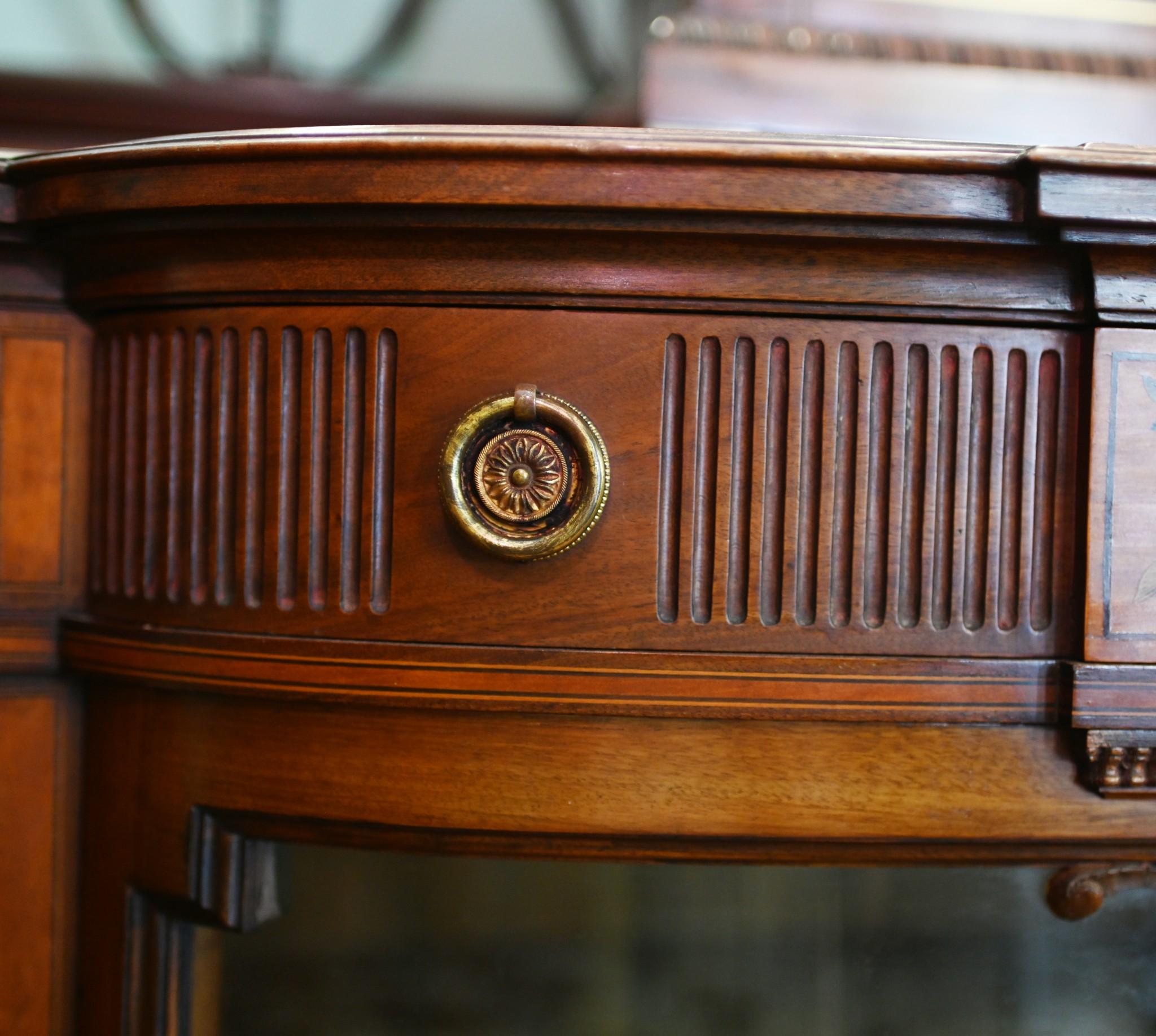 Edwardian Mahogany Sideboard Display Cabinet Sheraton Inlay 8
